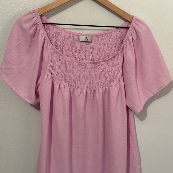 H&M Pink Puff Sleeve Smocked Blouse - Picture 2 of 7